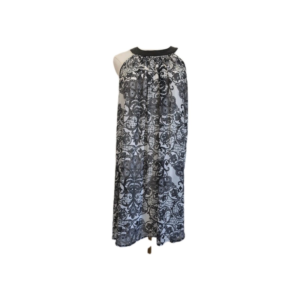 Charming Charlie Women's Sz M Black and White Paisley Swing Dress Fully Lined